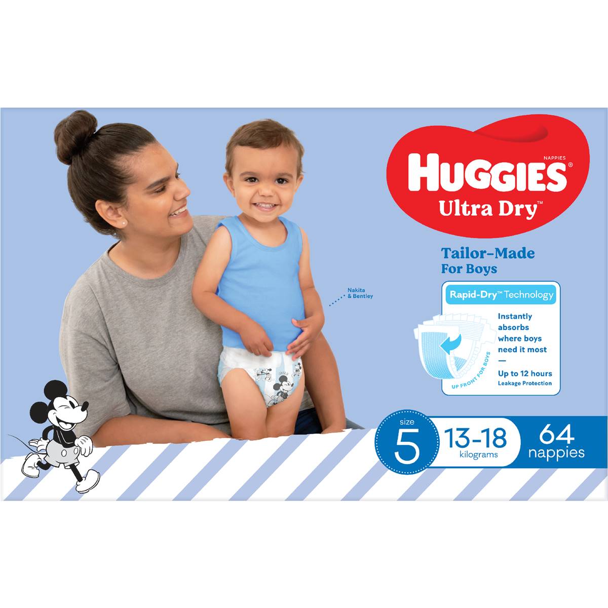 Huggies Ultra Dry Nappies Boys Size 5 (13-18kg) 64 Pack - Cutprice Online