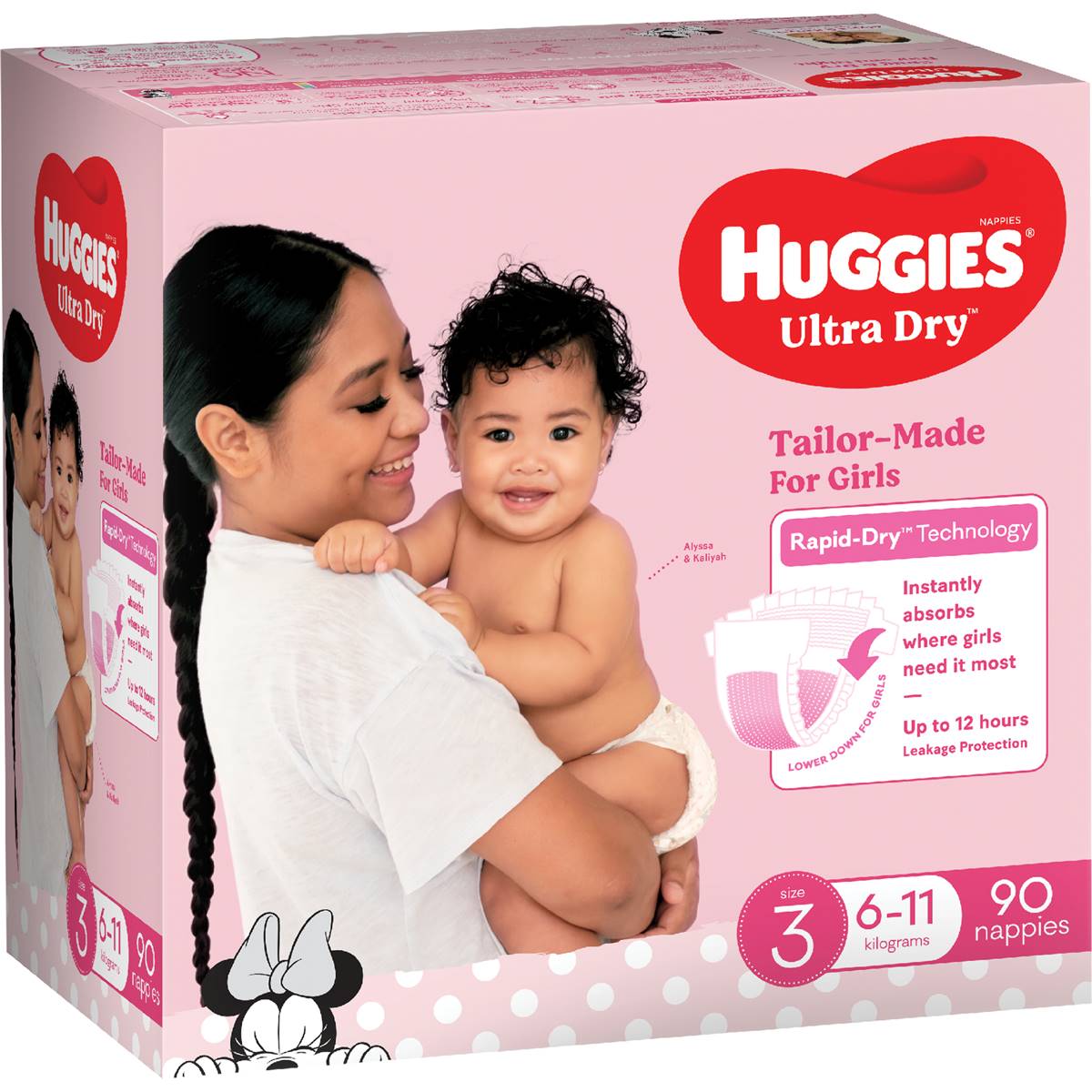 Huggies Ultra Dry Nappies Girls Size 3 (6-11kg) 90 Pack - Cutprice Online