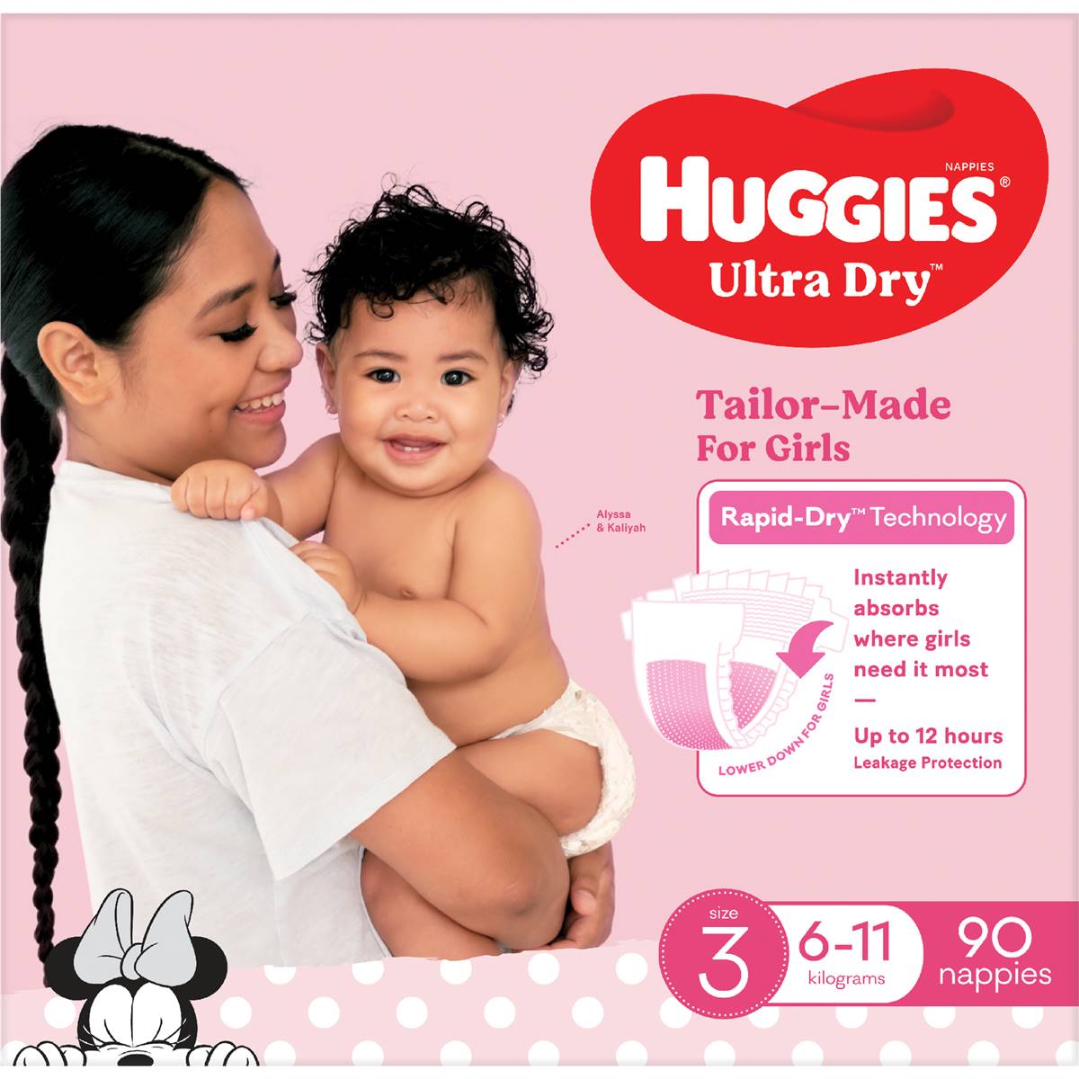 Huggies Ultra Dry Nappies Girls Size 3 (6-11kg) 90 Pack - Cutprice Online