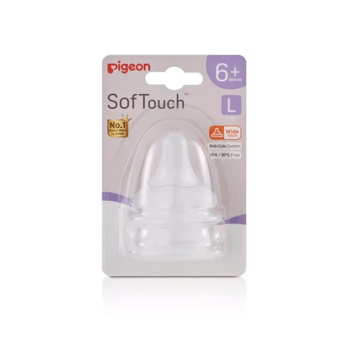 Pigeon SOFTOUCH 3 NIPPLE BLISTER L 2PK - Cutprice Online