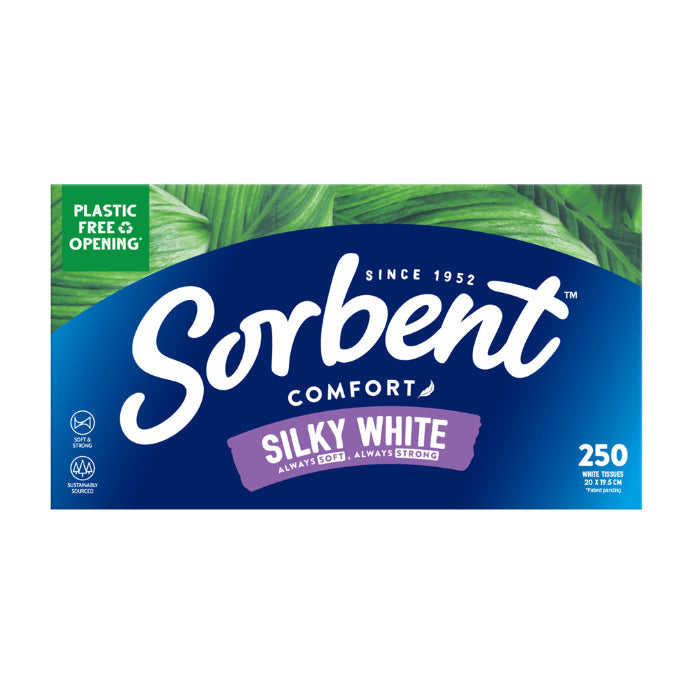 Sorbent Comfort Silky White Facial Tissue 250 Pack