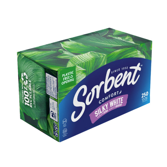 Sorbent Comfort Silky White Facial Tissue 250 Pack