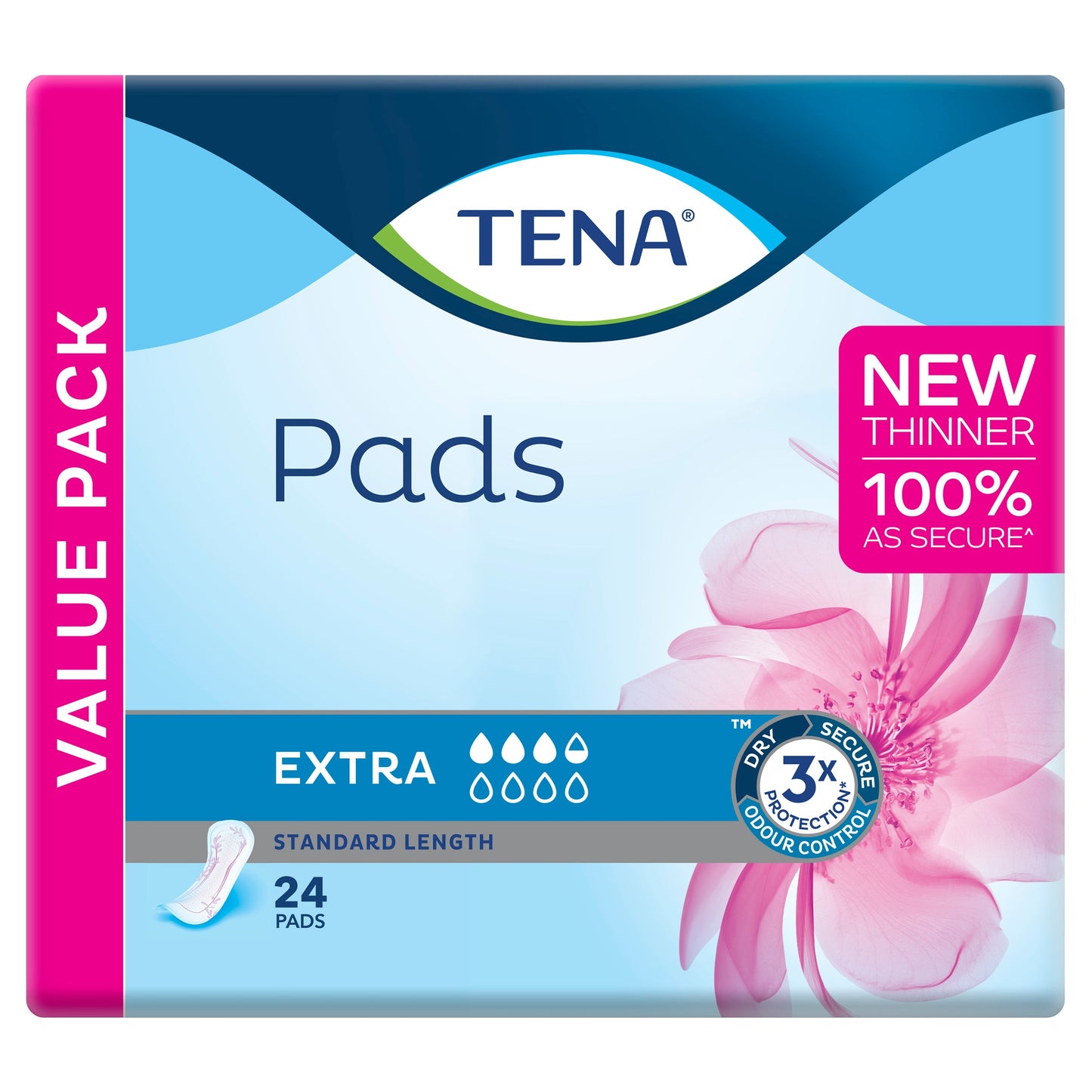 TENA PAD EXTRA STANDARD LENGTH 24PK (Pack of 3) - Cutprice Online