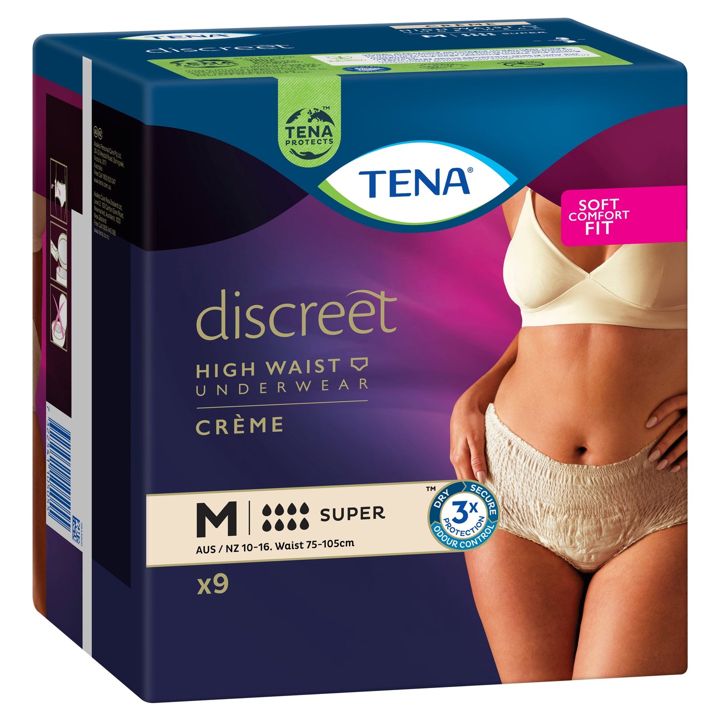 Tena Discreet Cream High Waist Underwear Super Medium 9Pk - Cutprice Online