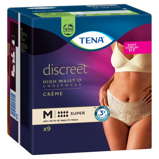Tena Discreet Cream High Waist Underwear Super Medium 9Pk - Cutprice Online