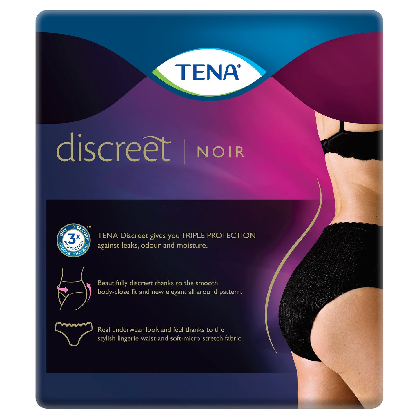 Tena Pant Womens Discreet Black Large 9PK - Cutprice Online