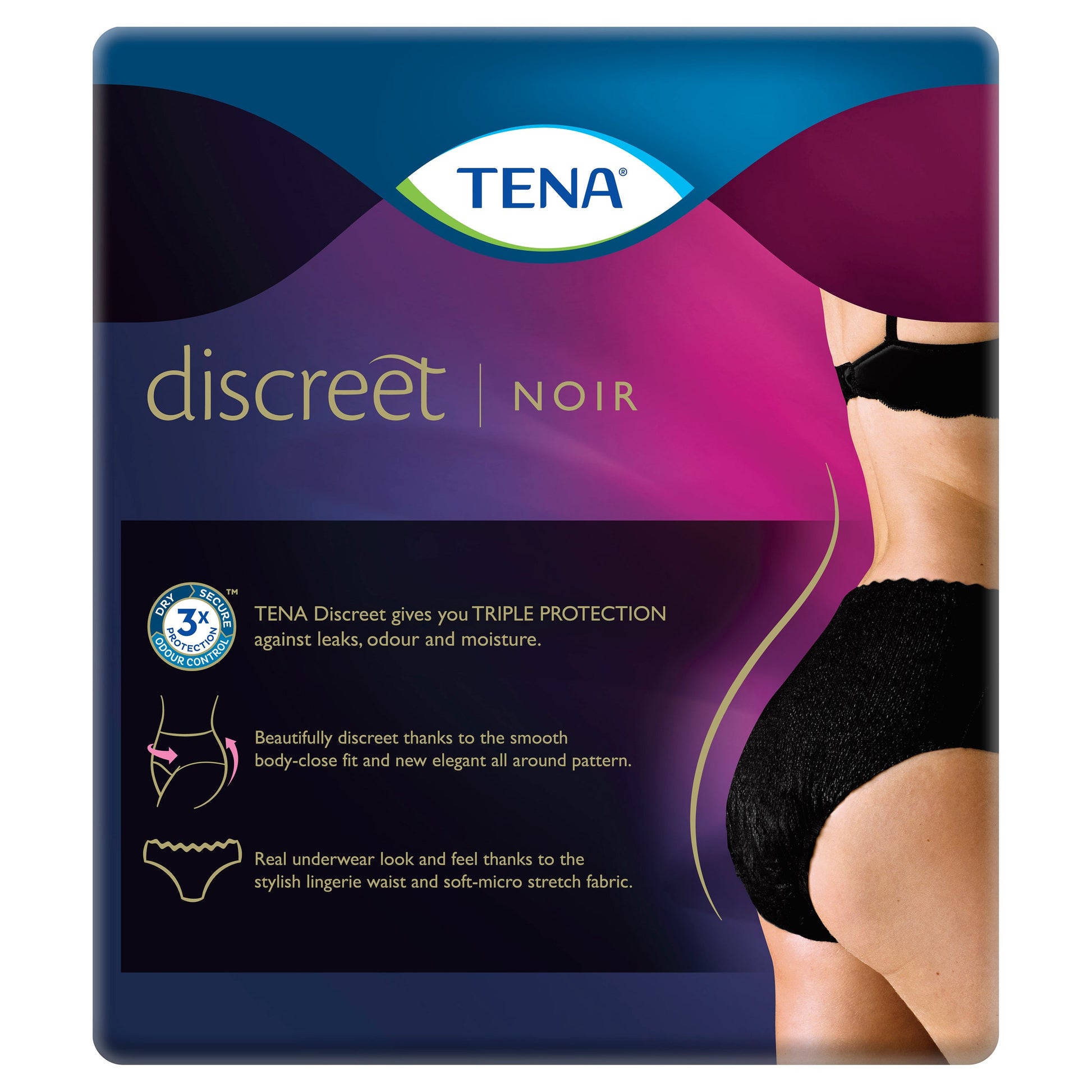 Tena Pant Womens Discreet Black Large 9PK - Cutprice Online