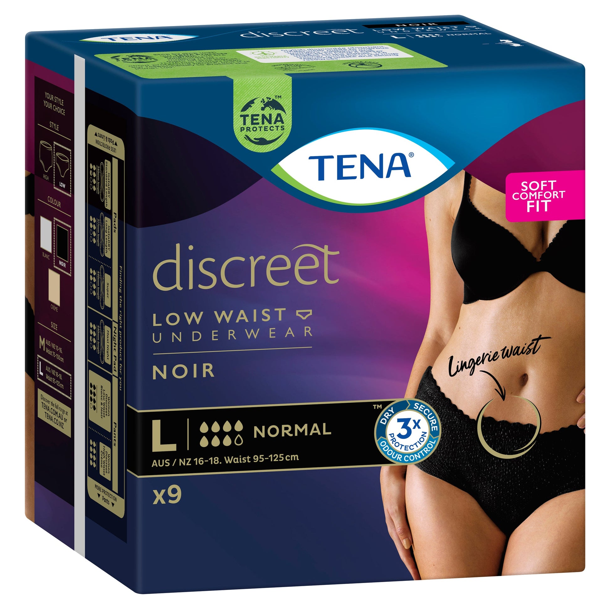 Tena Pant Womens Discreet Black Large 9PK - Cutprice Online