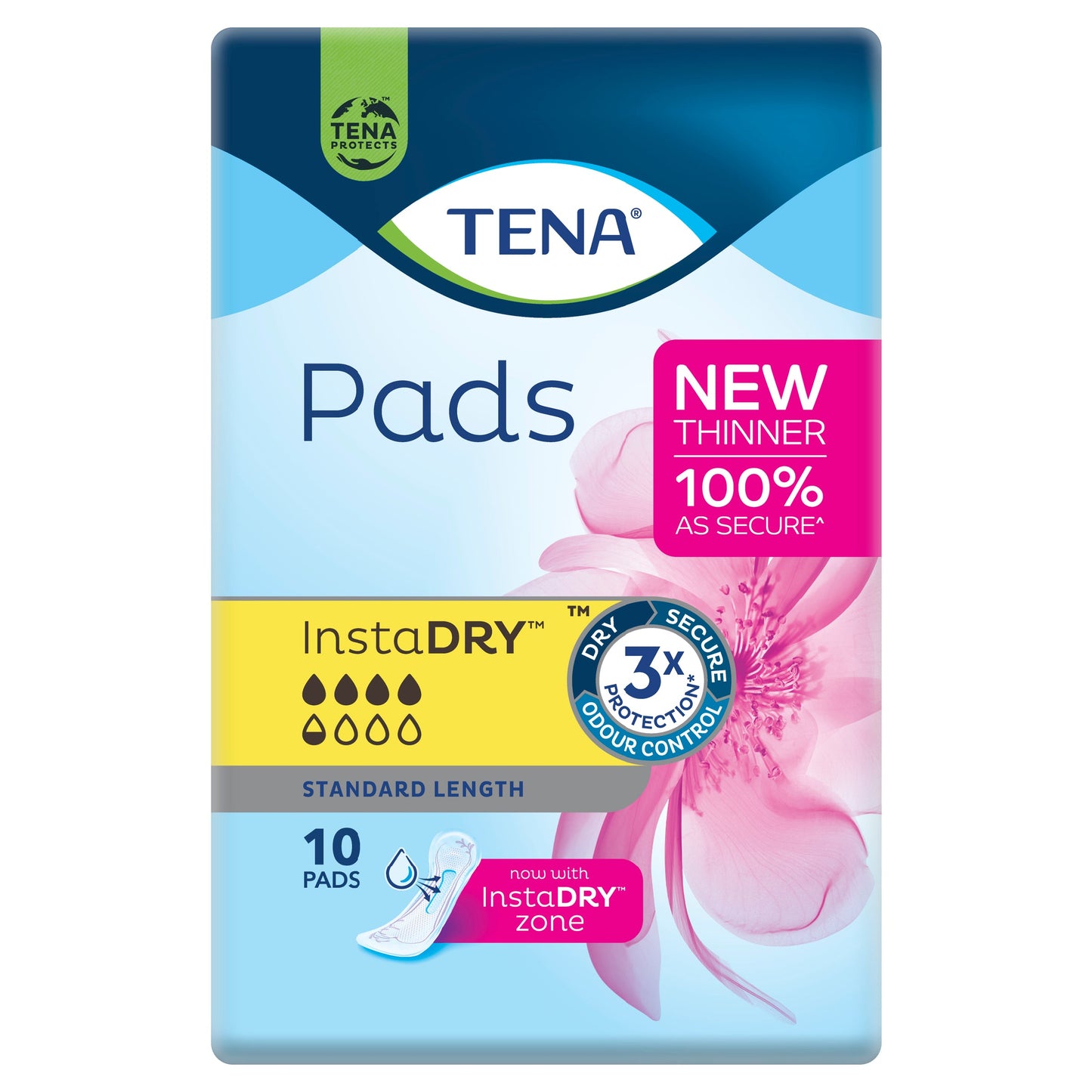 TENA PAD INSTADRY STANDARD LENGTH 10PK