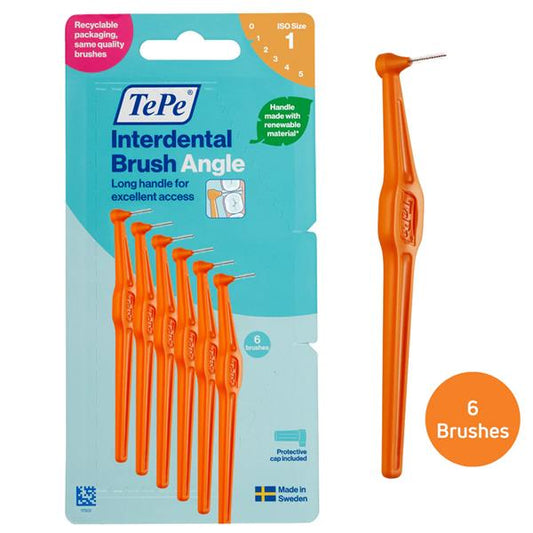 TePe Interdental Brush Angle Orange (Size 1) 0.45mm 6 Pack - Cutprice Online