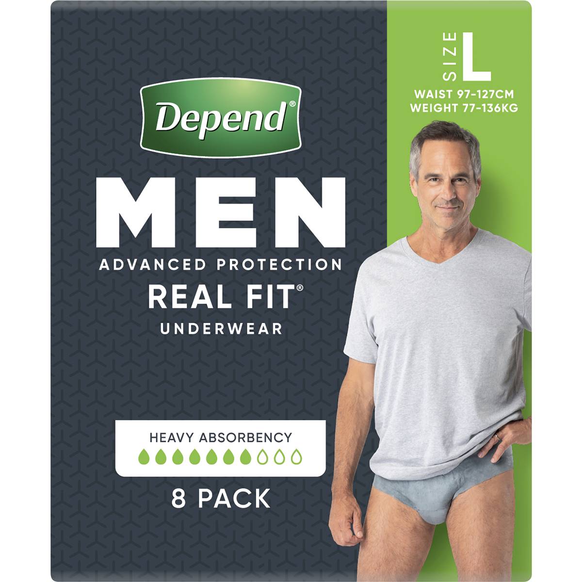 DEPEND REAL FIT UNDERWEAR MALE LARGE 8 - Cutprice Online