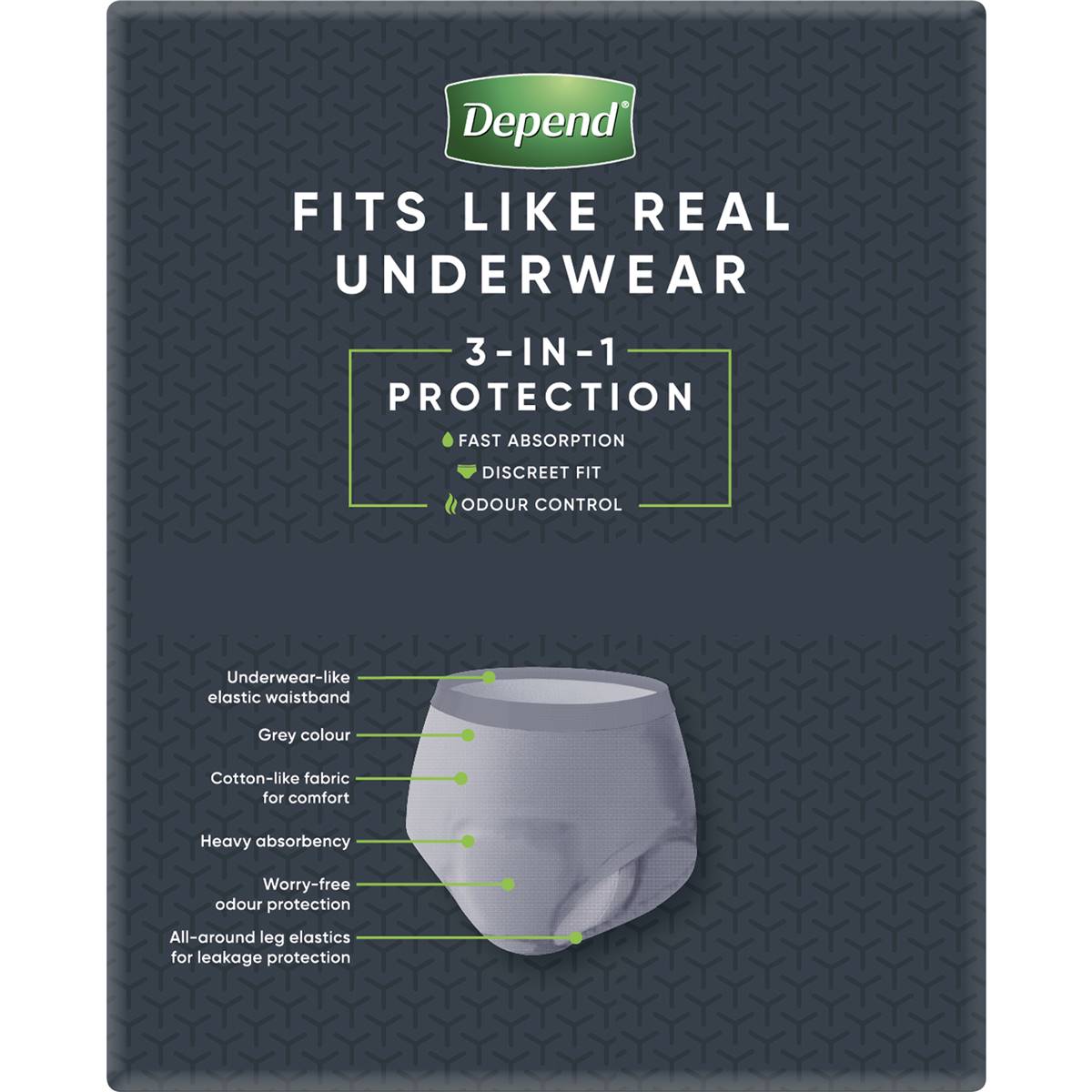 DEPEND REAL FIT UNDERWEAR MALE LARGE 8 - Cutprice Online