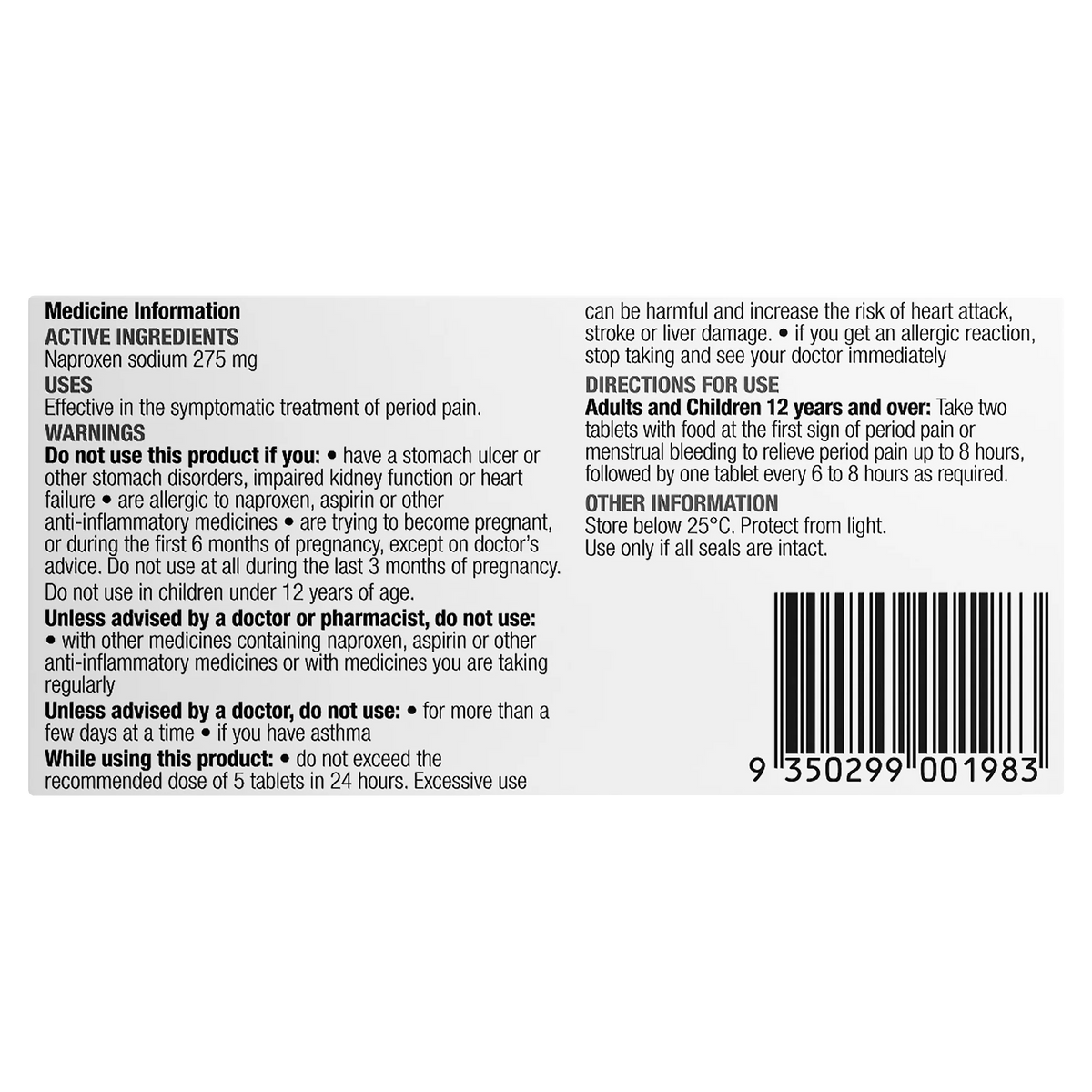 Chemists' Own Period Pain Relief 24 Tablets (Generic of Naprogesic)