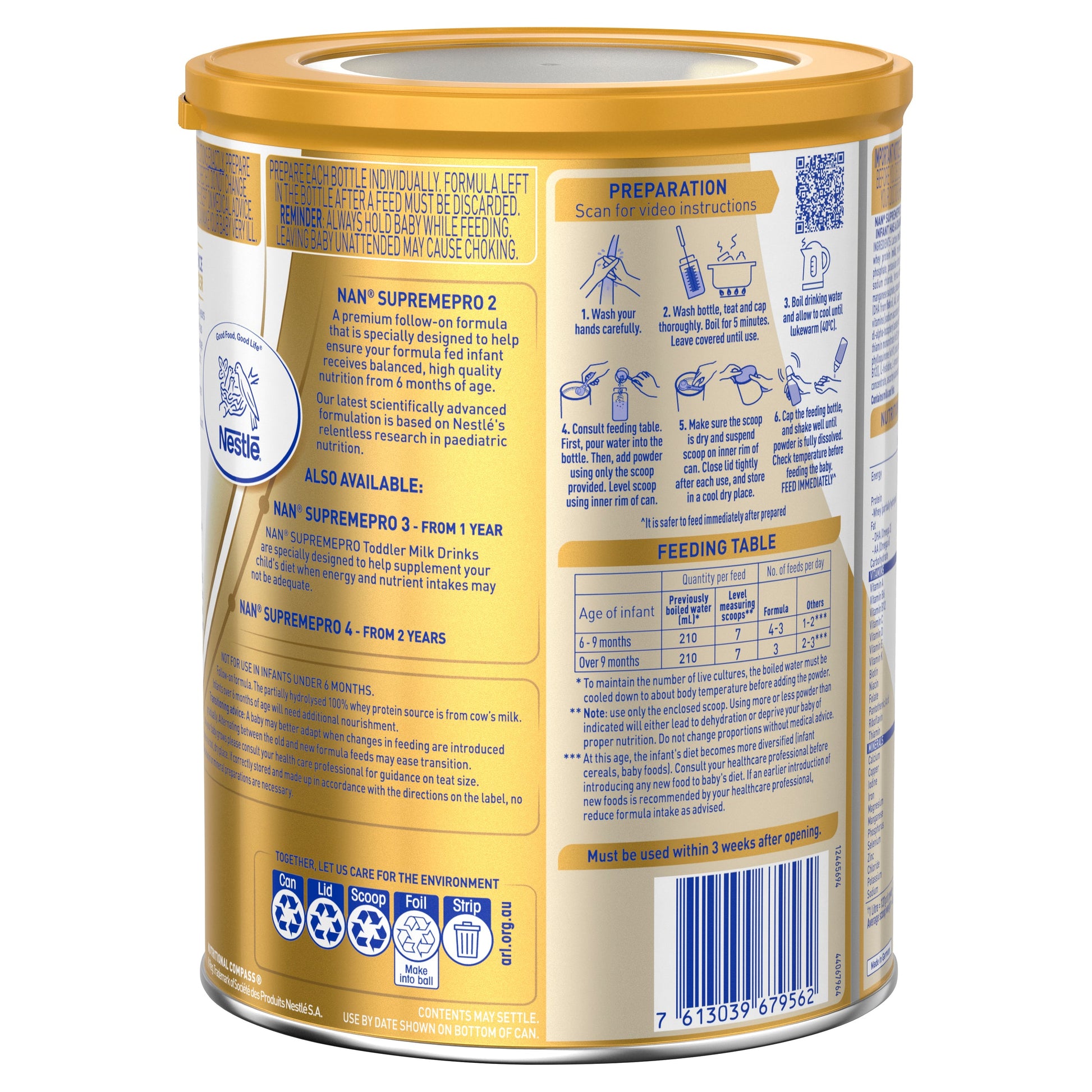 NAN SUPREME 2 INFANT FORMULA 800G - Cutprice Online