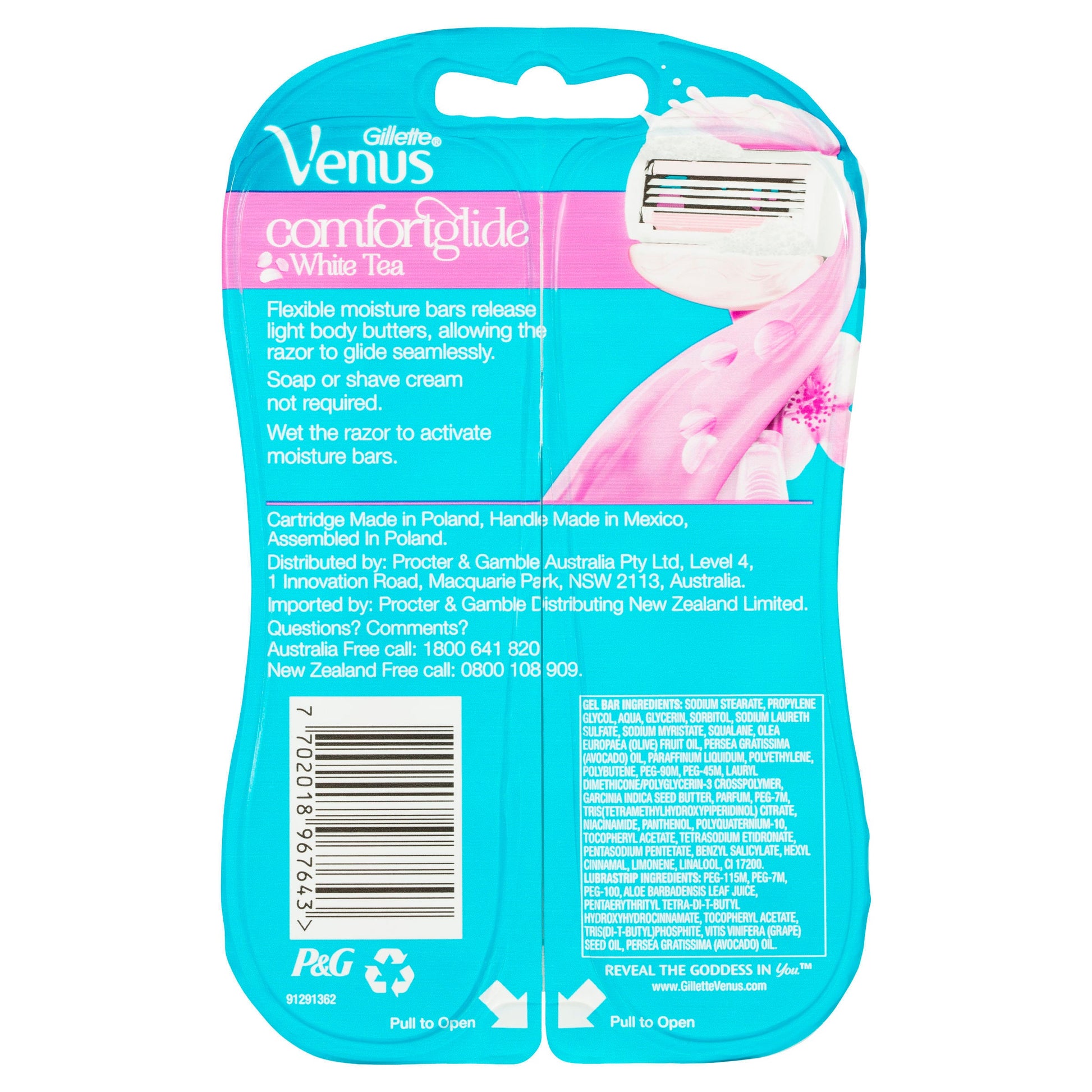Gillette Venus ComfortGlide White Tea Women's Disposable Razor 2PK - Cutprice Online