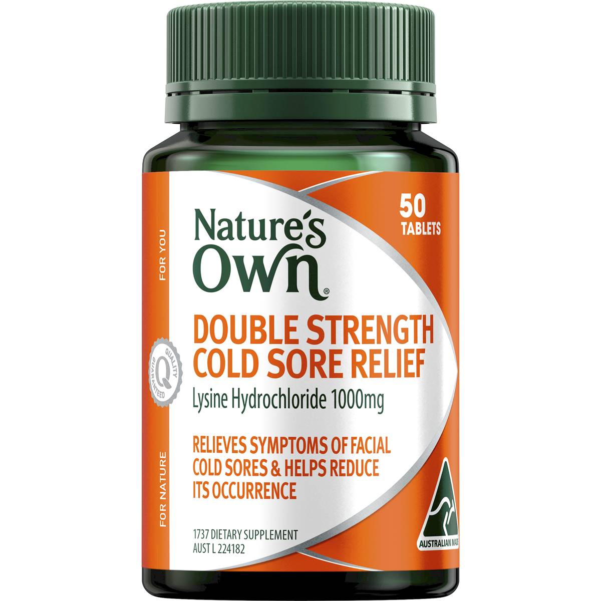Nature's Own Double Strength Cold Sore Relief ( Lysine 1000mg) 50 Tabs - Cutprice Online