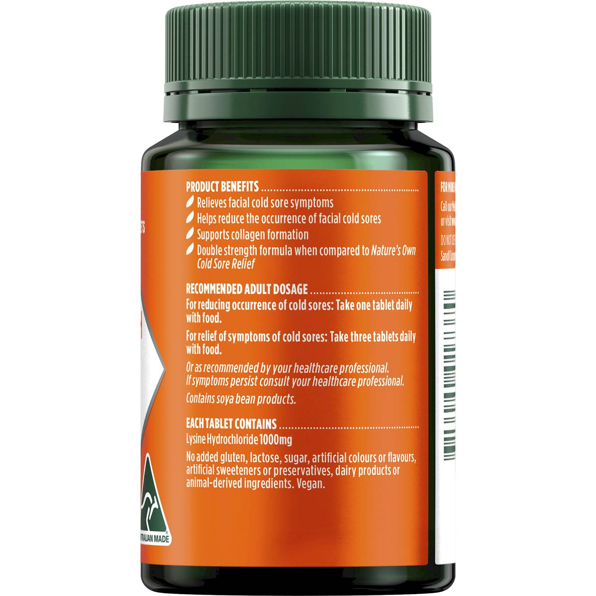 Nature's Own Double Strength Cold Sore Relief ( Lysine 1000mg) 50 Tabs - Cutprice Online