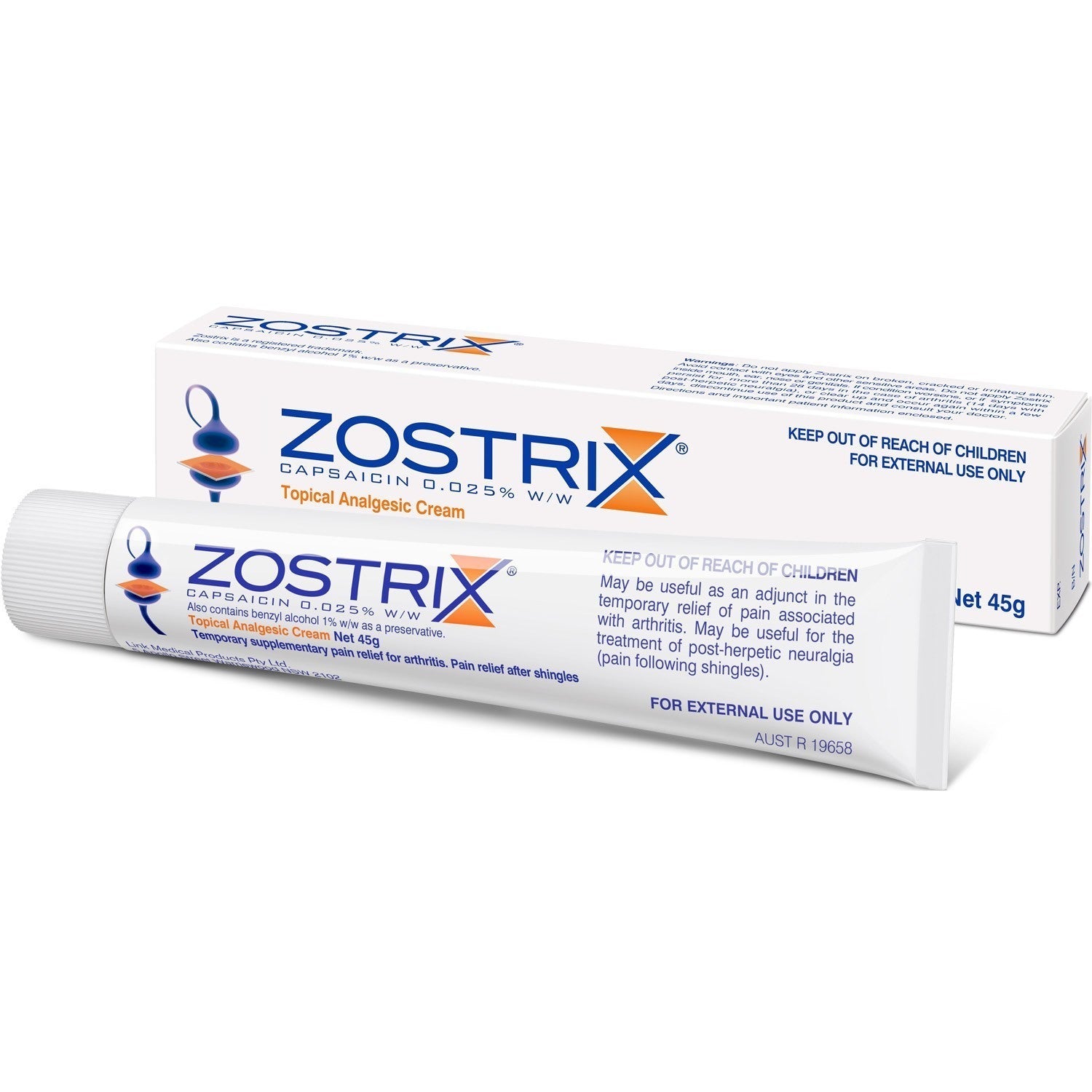 Zostrix Topical Analgesic Cream 45g Capsaicin 0.025% W/W