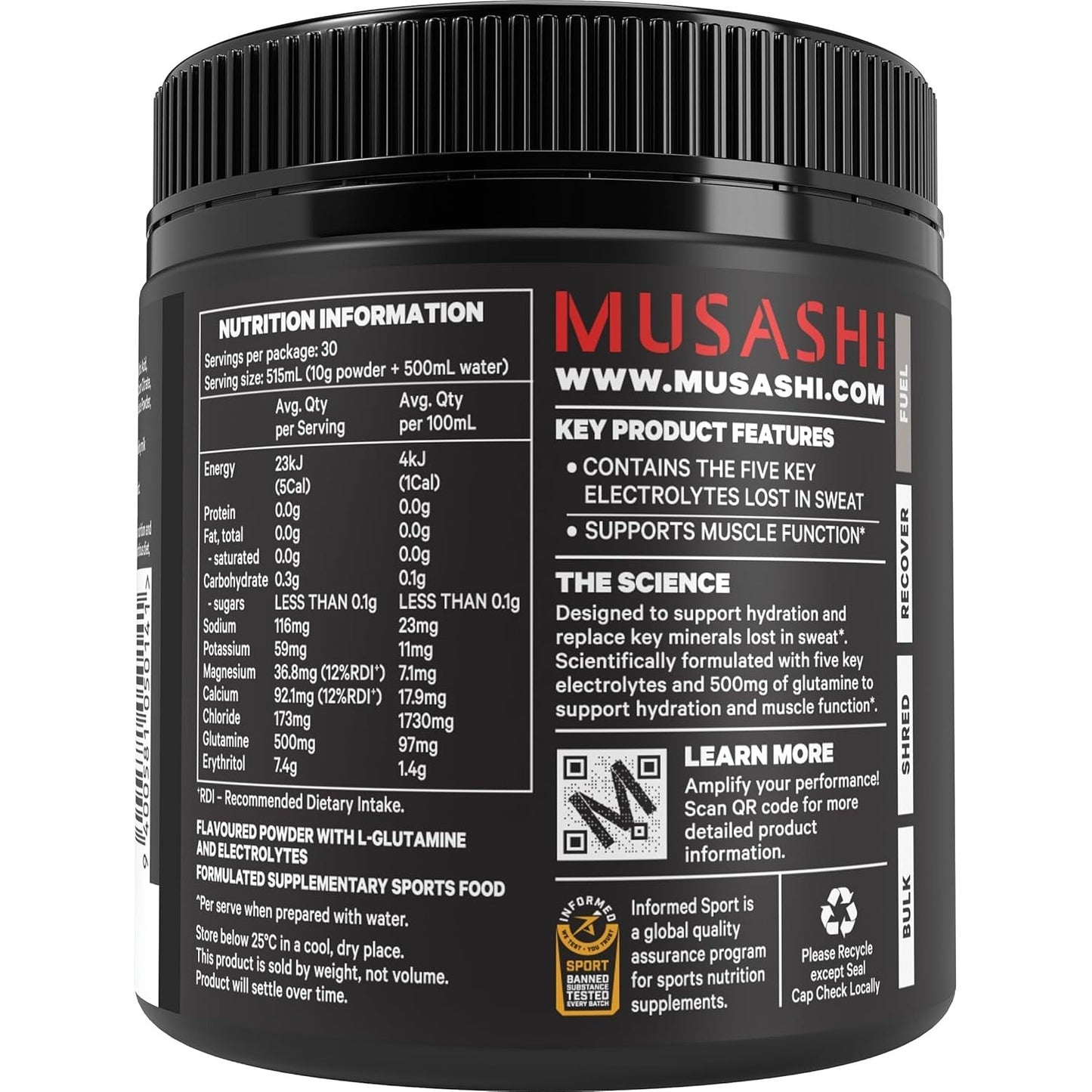 Musashi Electrolytes Blue Raspberry 300g