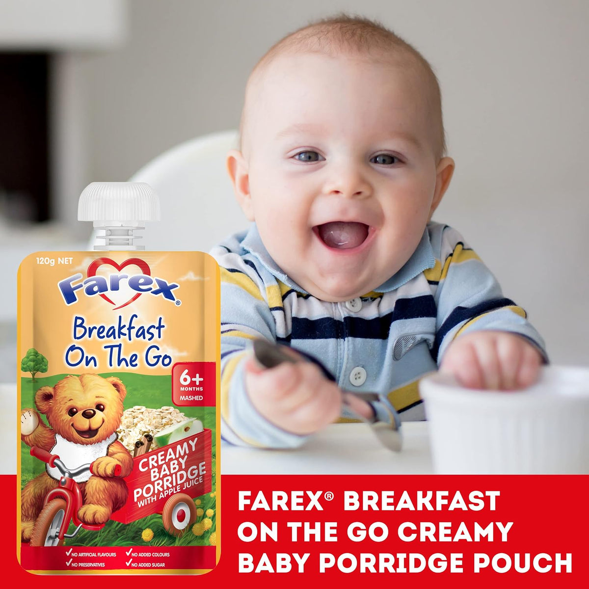 Farex Breakfast On The Go Baby Porridge 6 months+ 120g(Pack of 6)