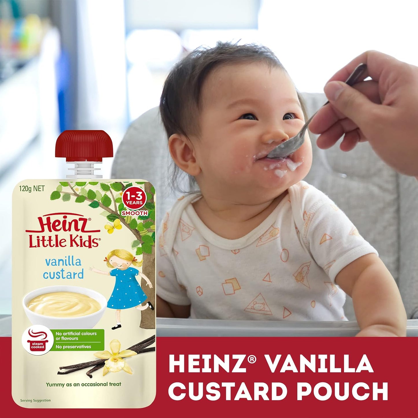 Heinz Little Kids Vanilla Custard Pouch 120g(Pack of 6)