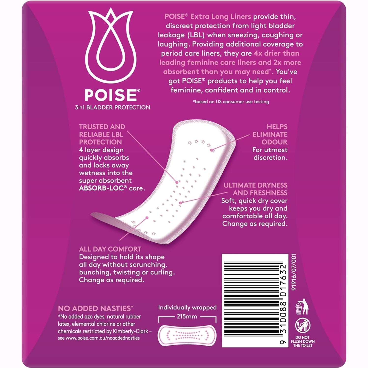 Poise Extra Long Liner 44pk