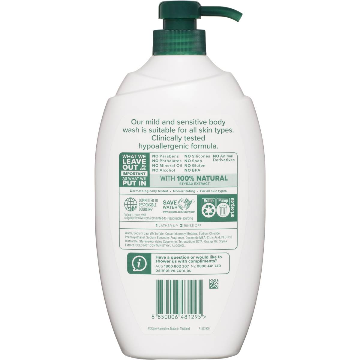 Palmolive Naturals Mild & Sensitive Body Wash 1 Litre - Cutprice Online
