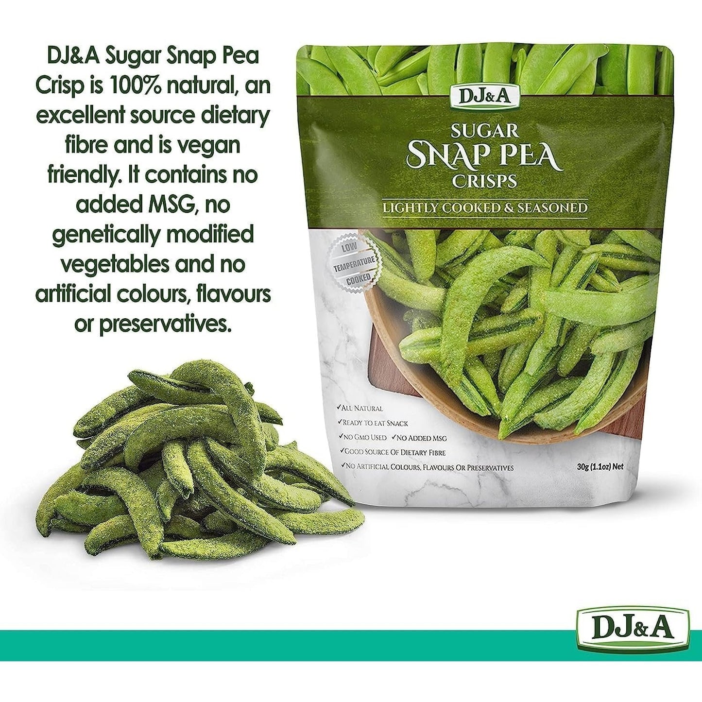 DJ&A Sugar Snap Pea Crisps 10x30g - Cutprice Online