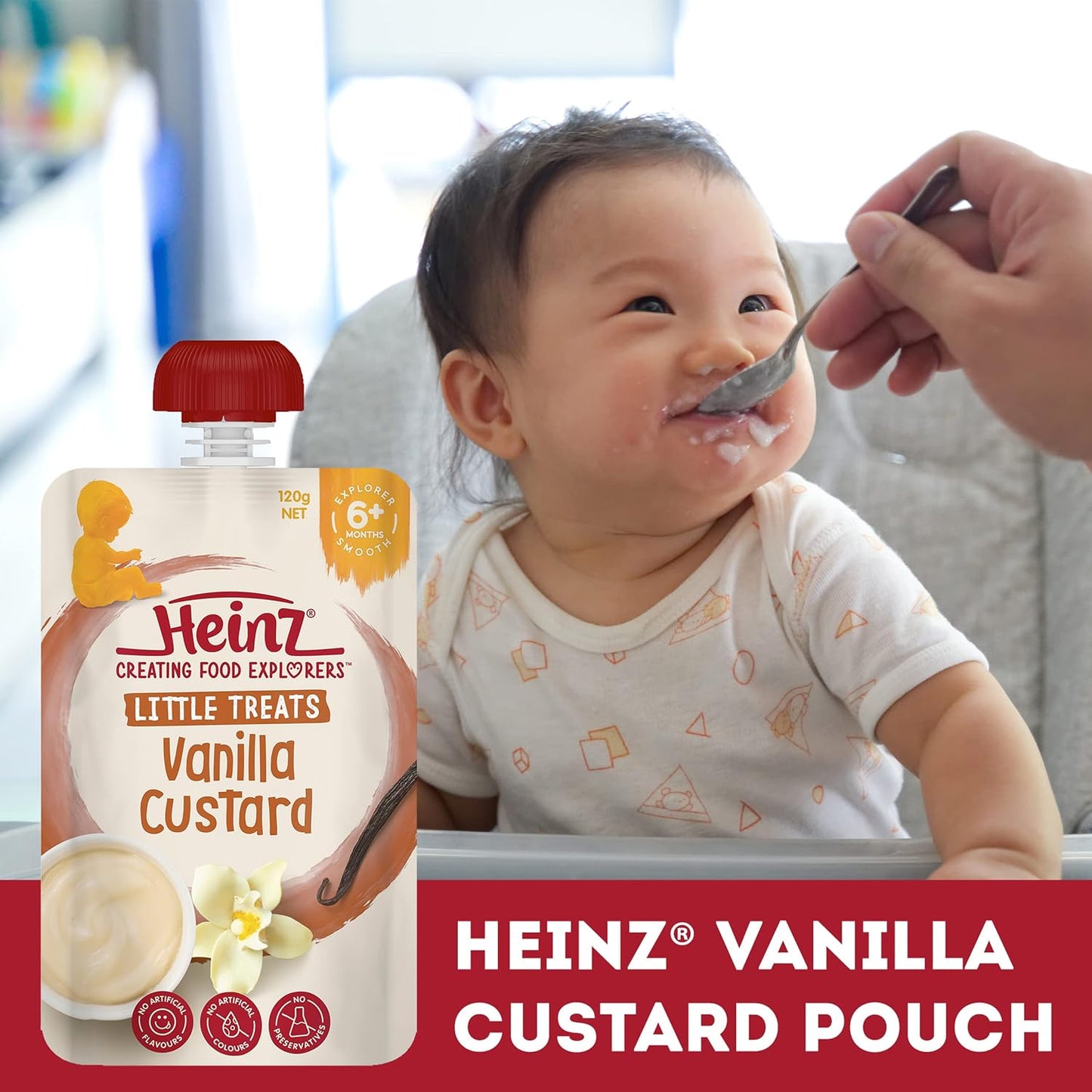 Heinz Simply Vanilla Custard Pouch 6+ Months 120g(Pack of 6)