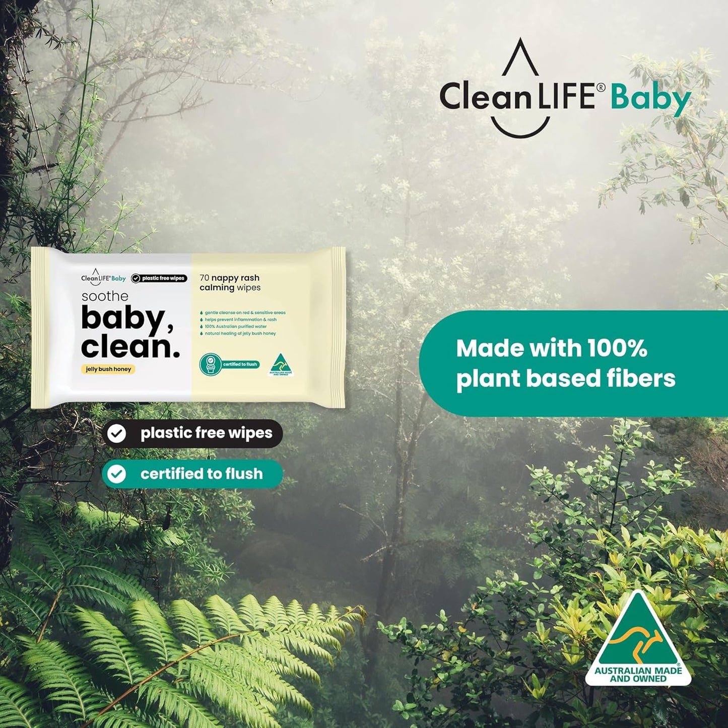 CleanLIFE Baby Clean Soothe Flushable Plastic Free Wipes 70pk - Cutprice Online