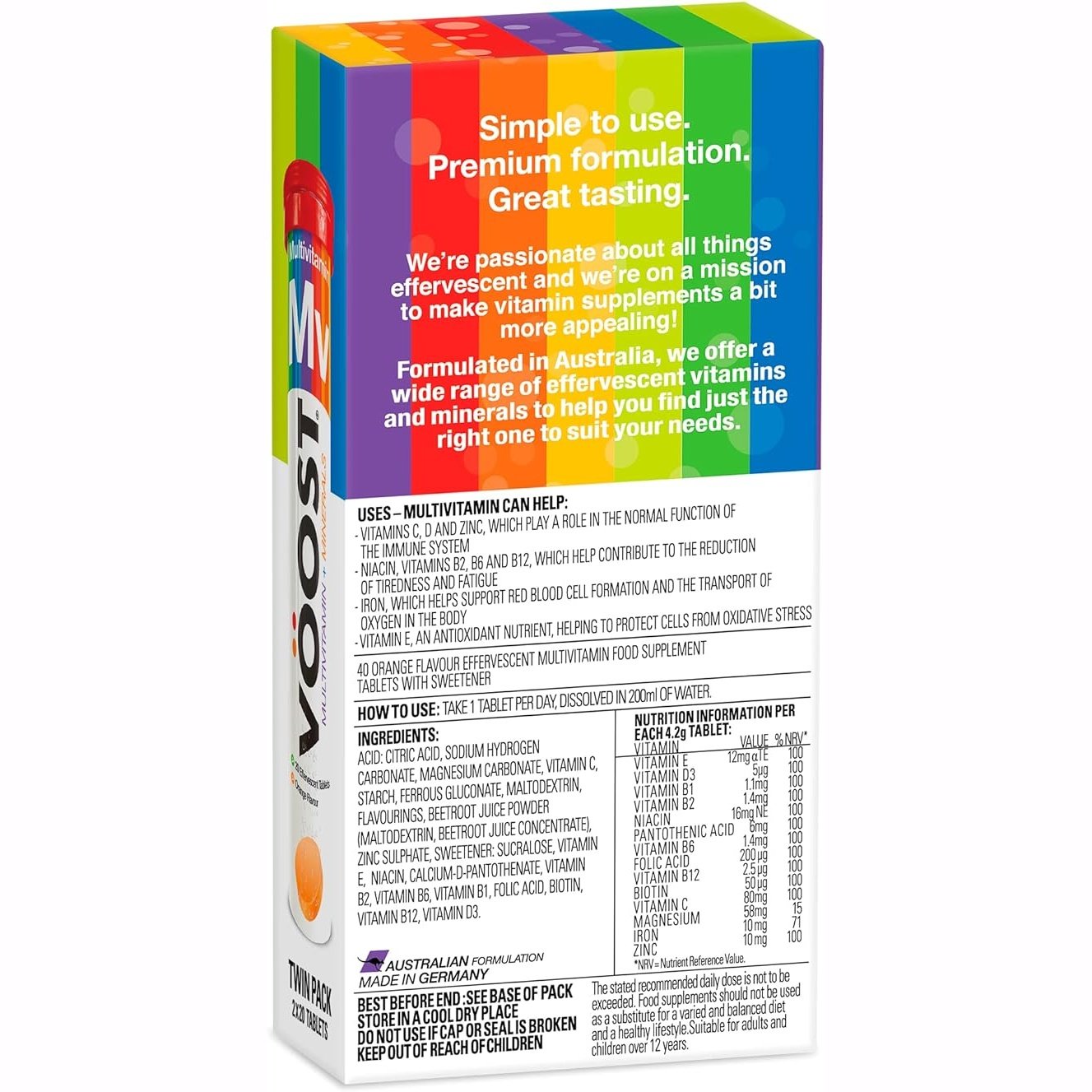 Voost Effervescent Multivitamin 40 Pack - Cutprice Online