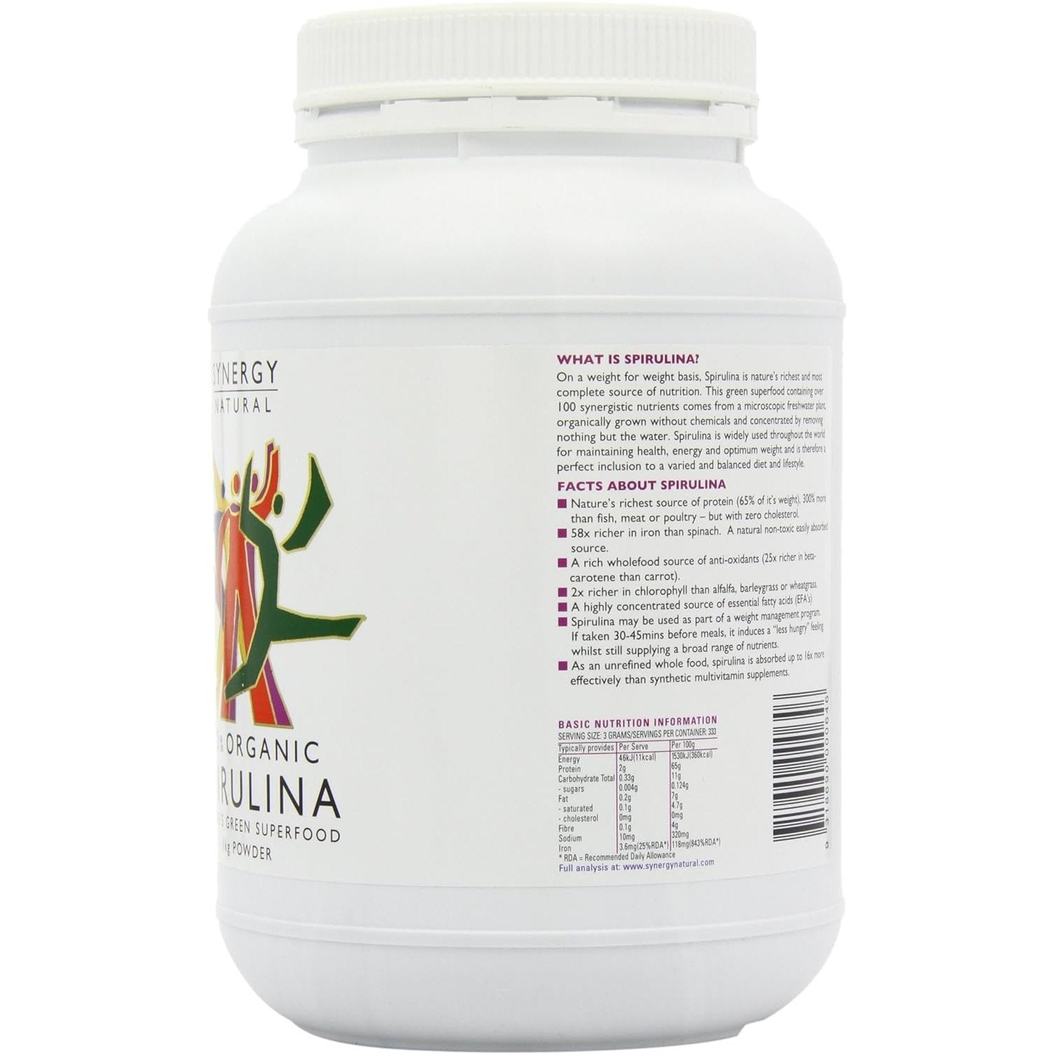 Synergy Natural Organic Spirulina Powder 1kg - Cutprice Online