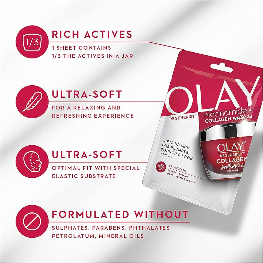 Olay Regenerist Niacinamide + Collagen Peptide24 Sheet Mask - Cutprice Online