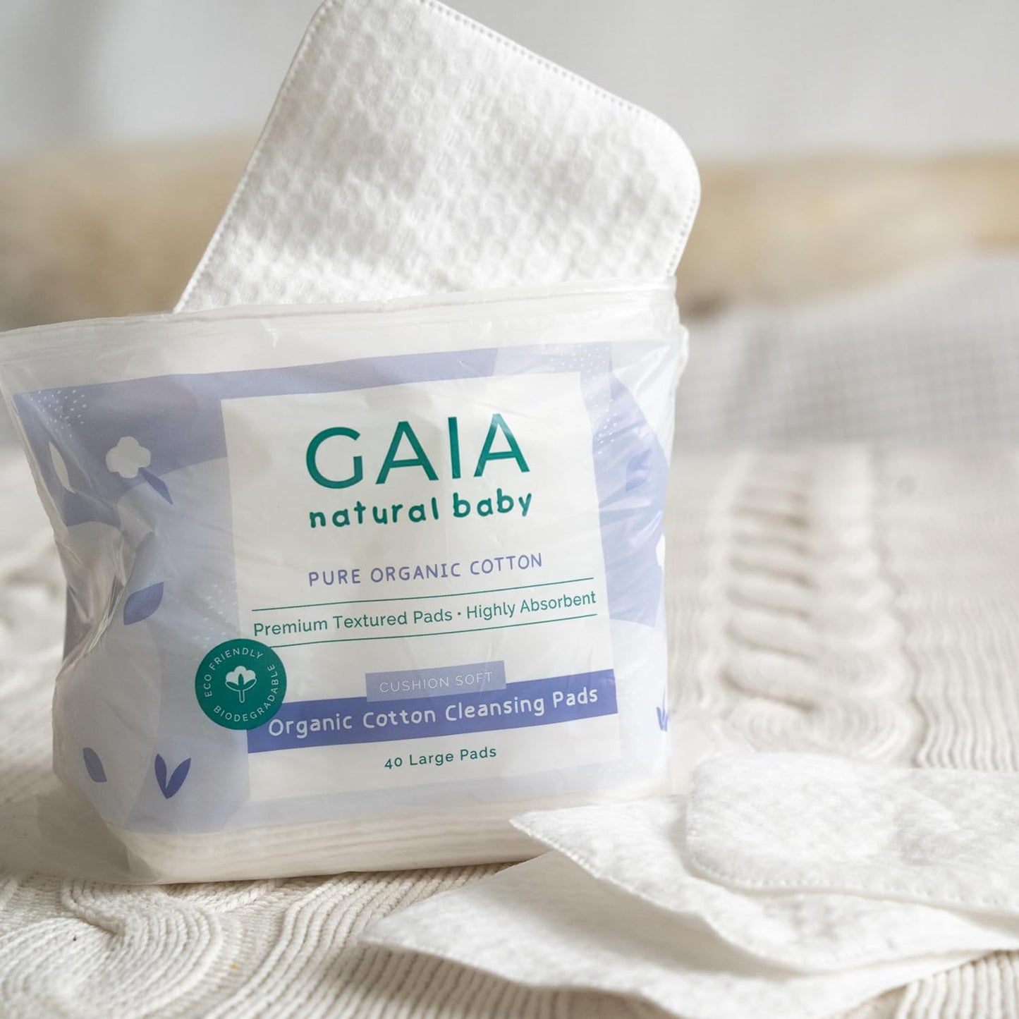 GAIA Natural Baby Organic Cotton Cleansing Pads 40PK - Cutprice Online