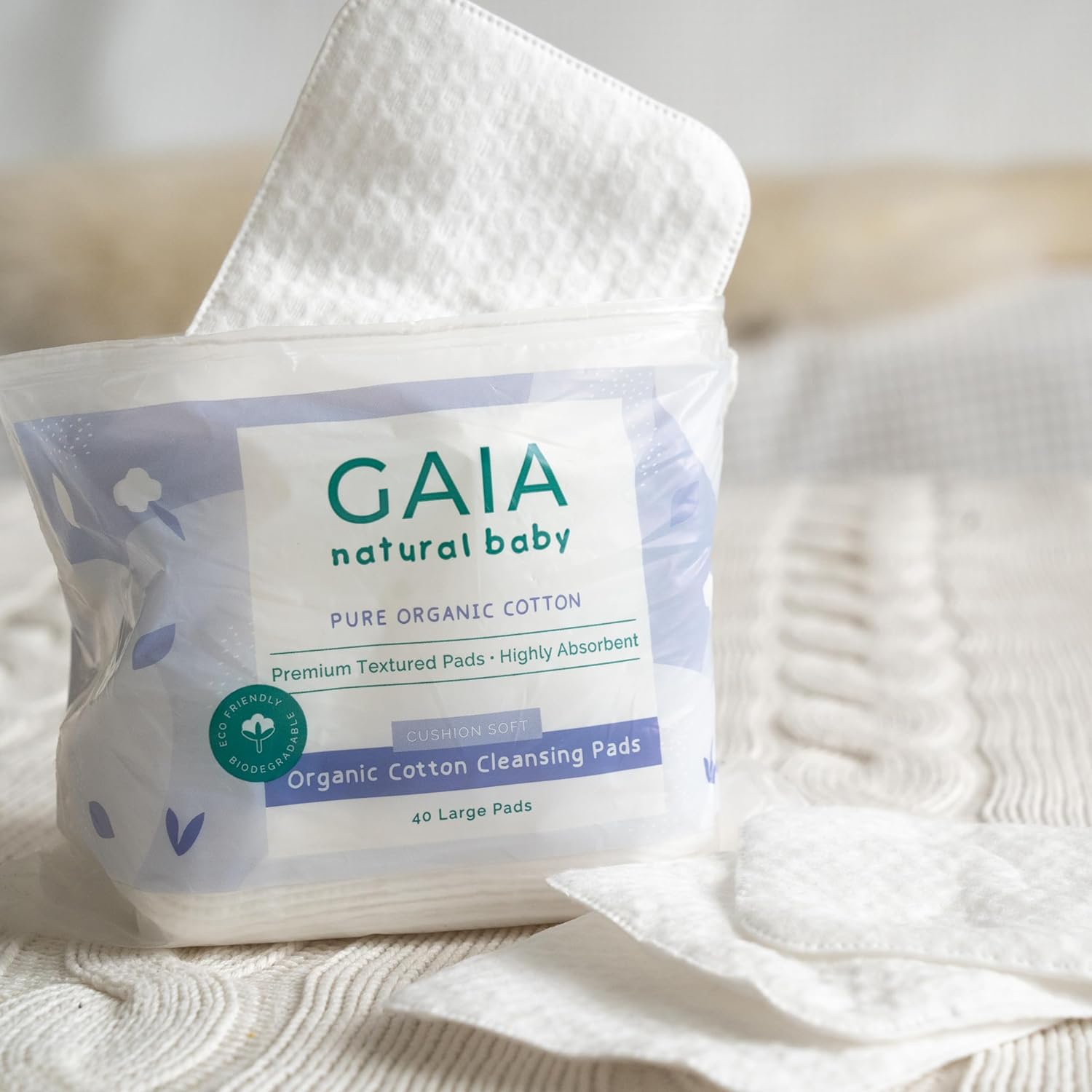 GAIA Natural Baby Organic Cotton Cleansing Pads 40PK - Cutprice Online