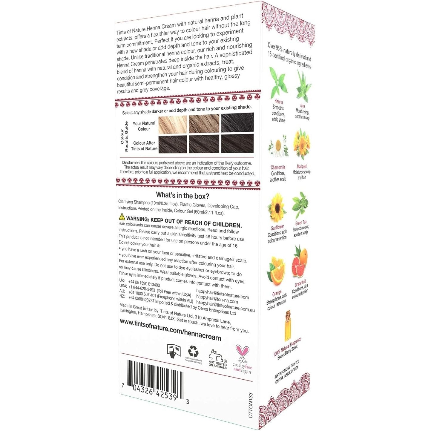 Tints of Nature Henna Cream (Semi-Permanent Hair Colour) Light Brown 70ml - Cutprice Online