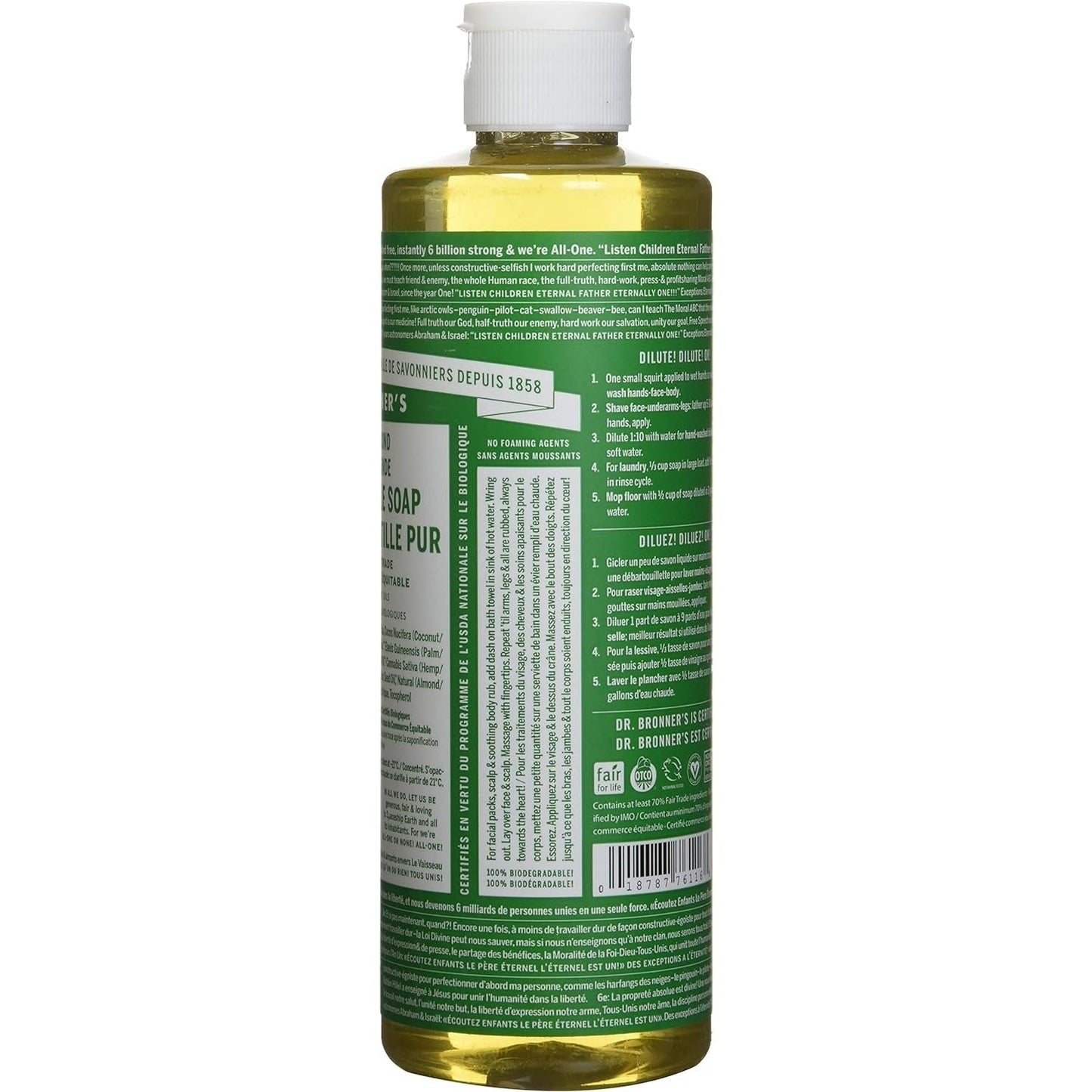 Dr. Bronner's Pure-Castile Soap Liquid (Hemp 18-in-1) Almond 473ml - Cutprice Online