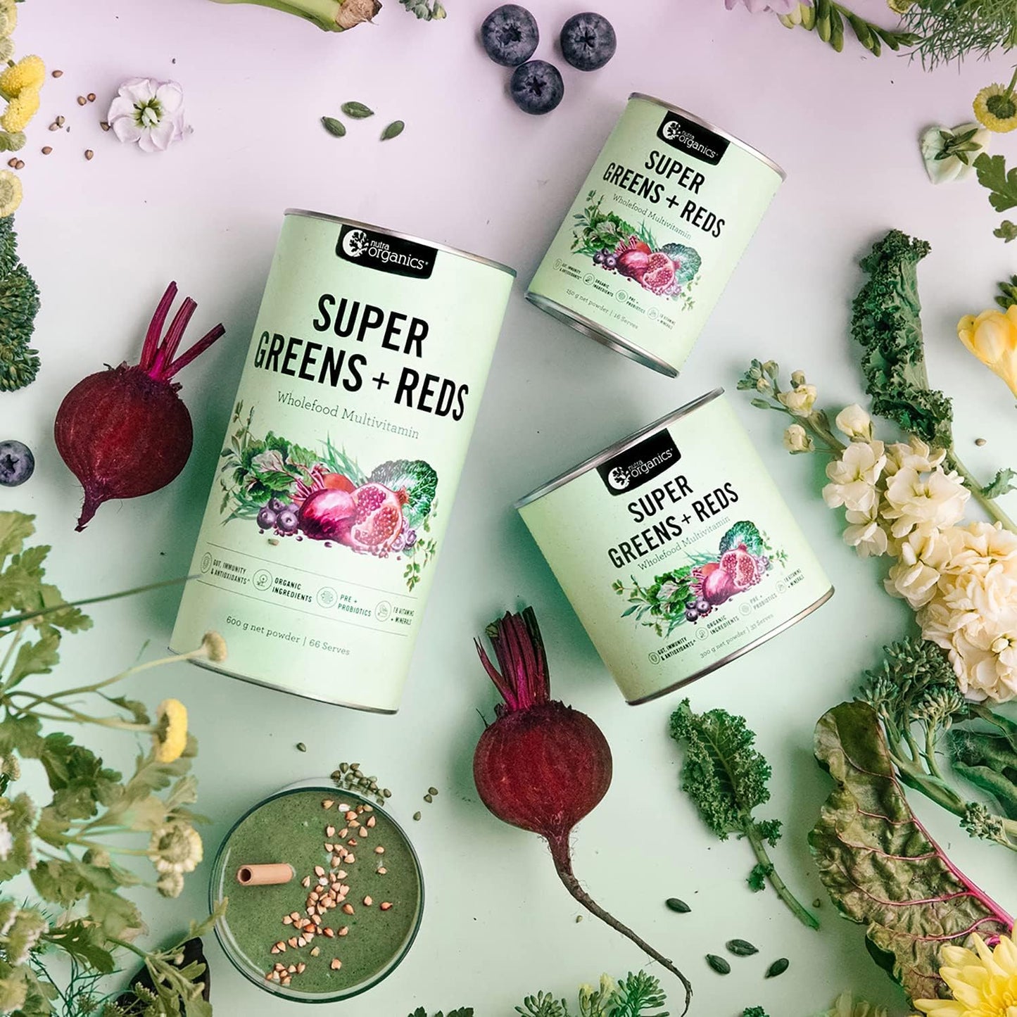 Nutra Organics Organic Super Greens + Reds (Wholefood Multivitamin) 150g - Cutprice Online