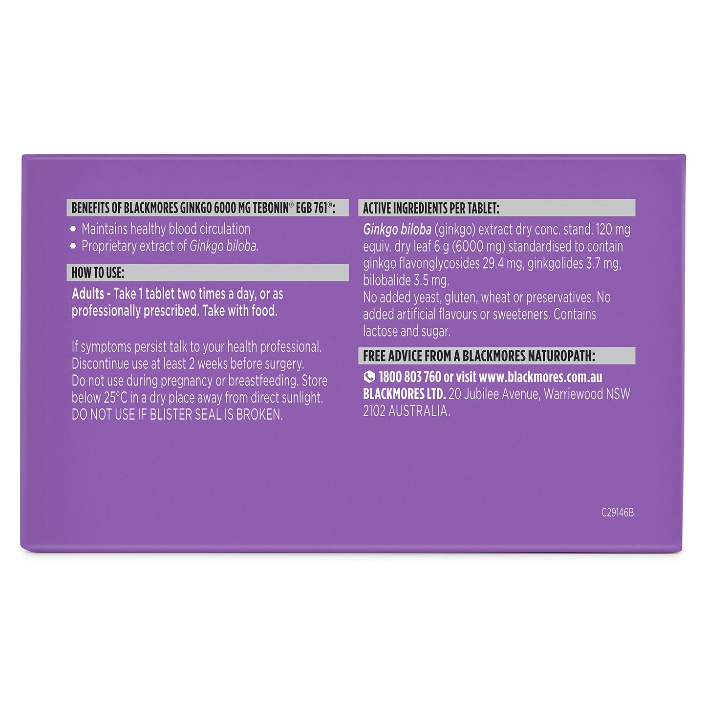 Blackmores Ginkgo 6000mg 30 Tablets - Cutprice Online