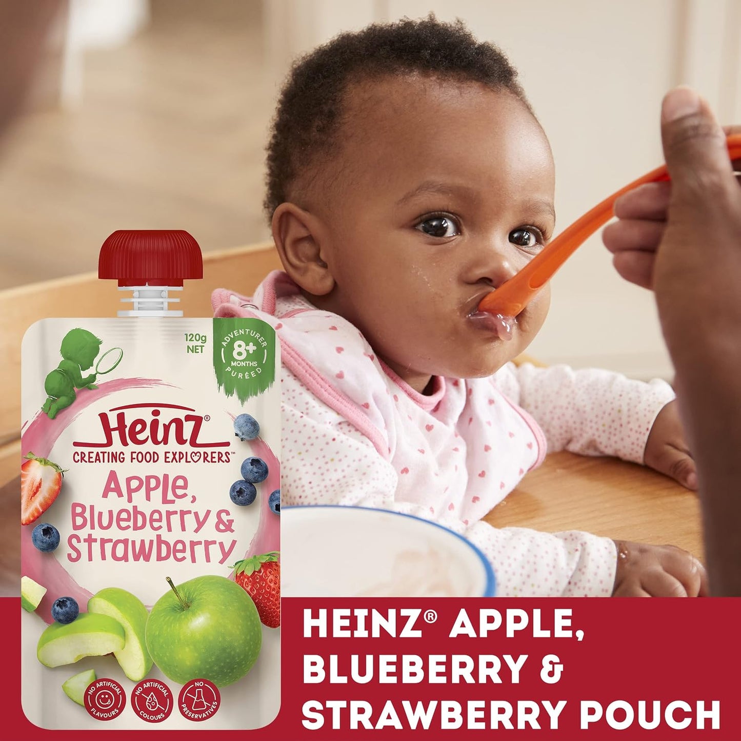 Heinz Apple, Blueberry & Strawberry Pouch 120g(Pack of 6)