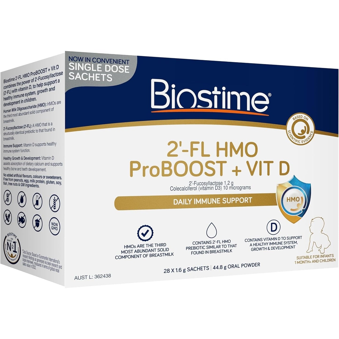 Biostime 2'-FL HMO ProBOOST + Vit D Oral Powder Sachets 1.6g x 28 Pack - Cutprice Online