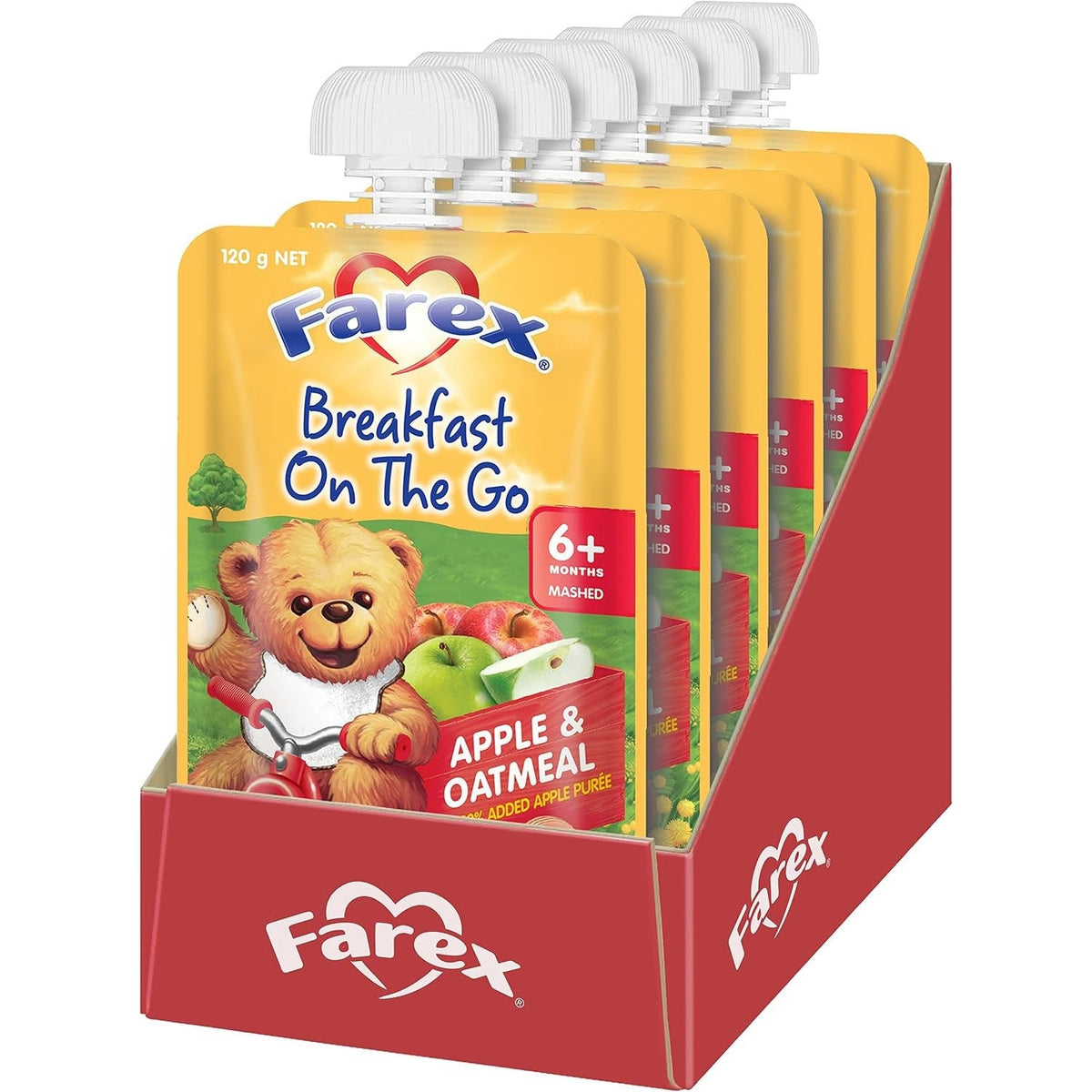 Farex Breakfast On The Go Apple & Oatmeal 6 months+ 120g(Pack of 6)