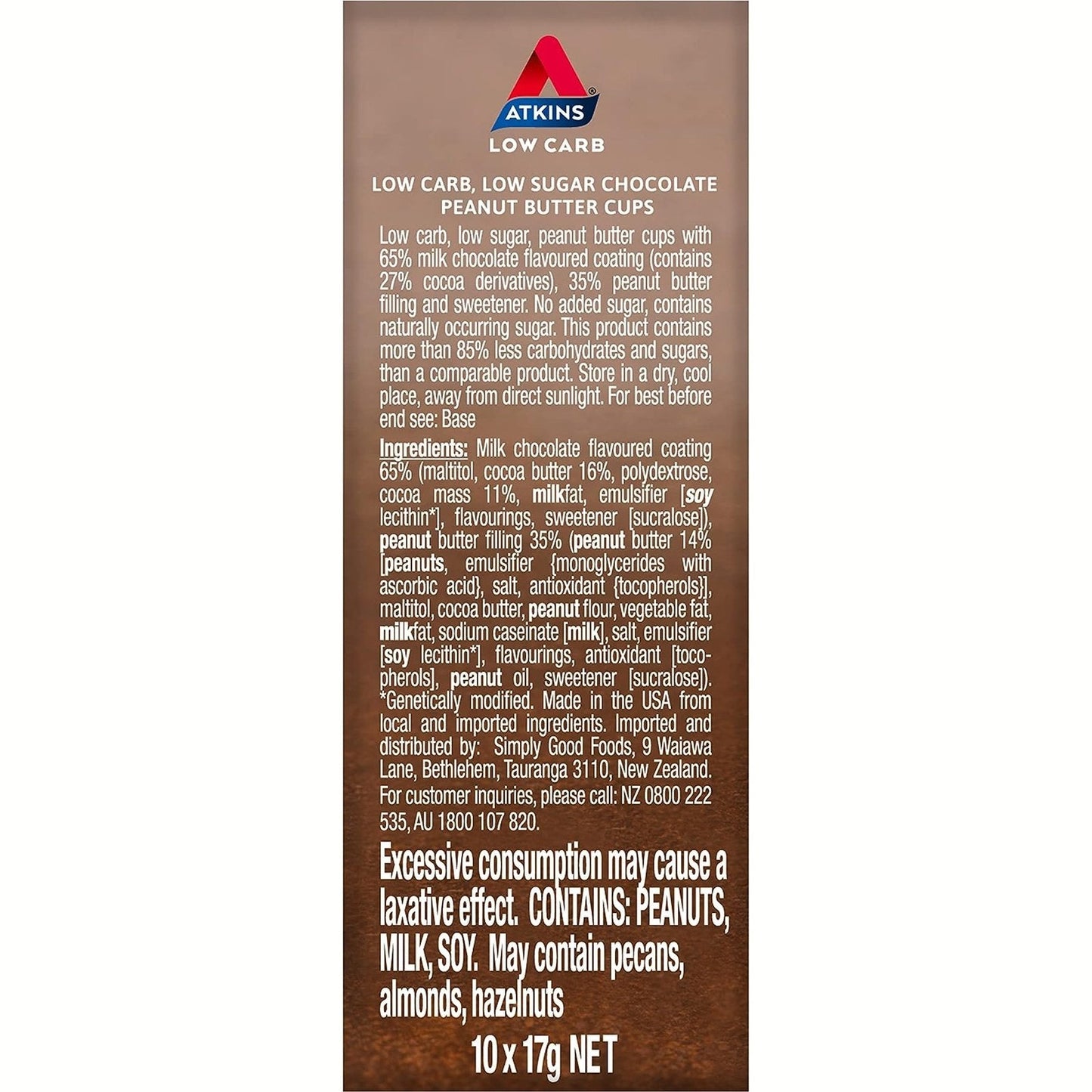 Atkins Peanut Butter Cups 17g 10 Pack - Cutprice Online