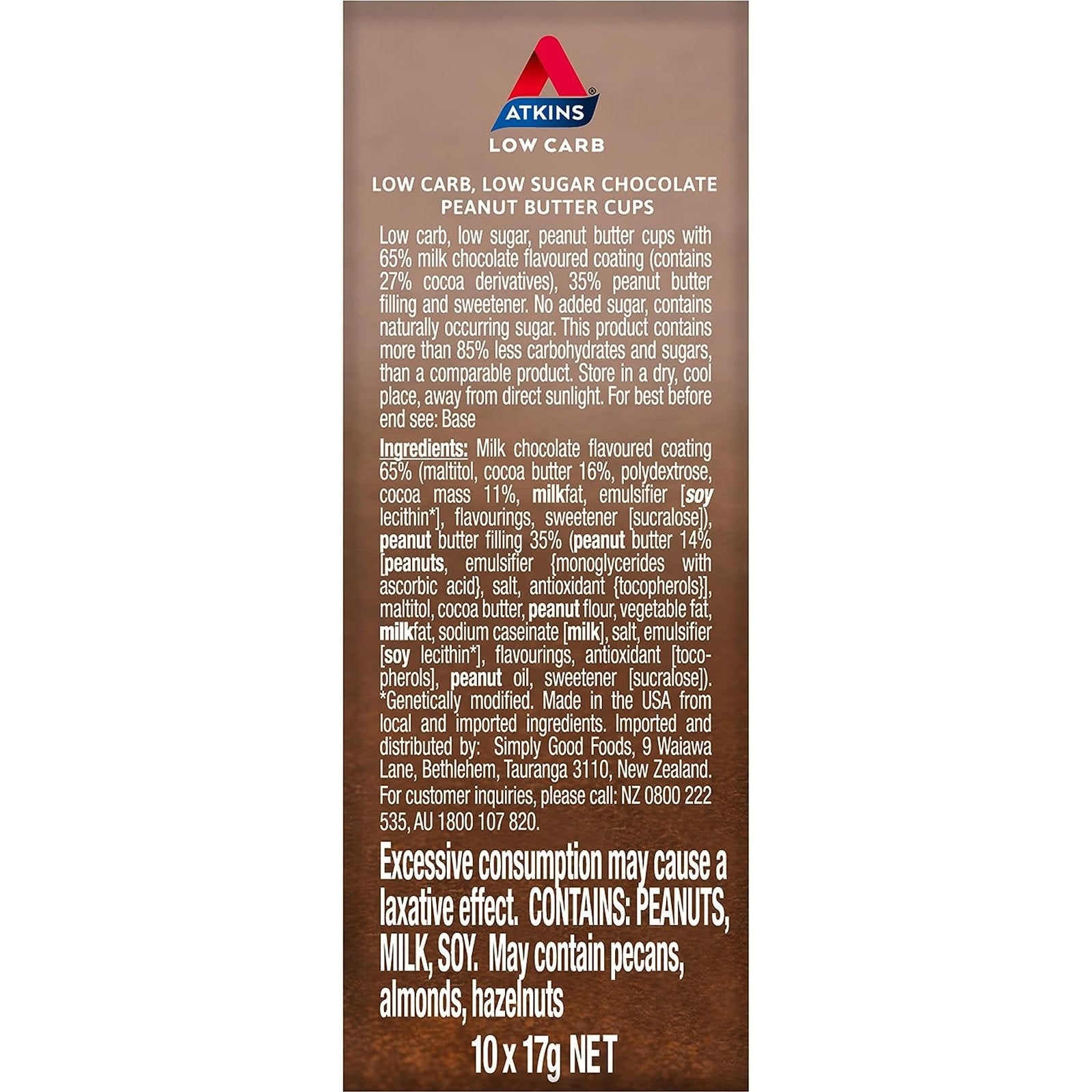 Atkins Peanut Butter Cups 17g 10 Pack - Cutprice Online