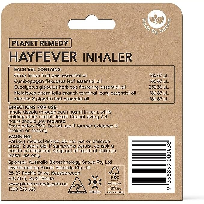 Planet Remedy Hayfever Inhaler 1ml - Cutprice Online