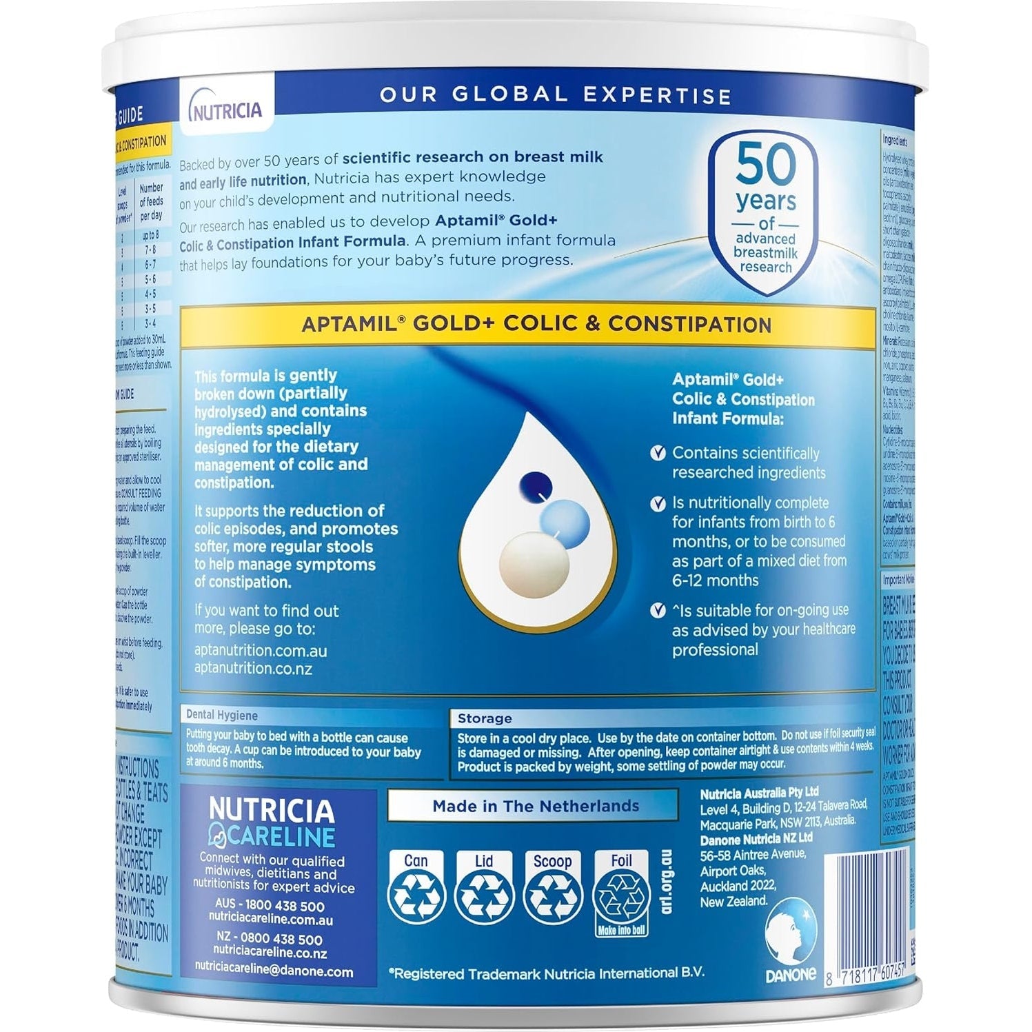 Aptamil Gold+ Colic & Constipation Baby Infant Formula From Birth to 12 Months 900g