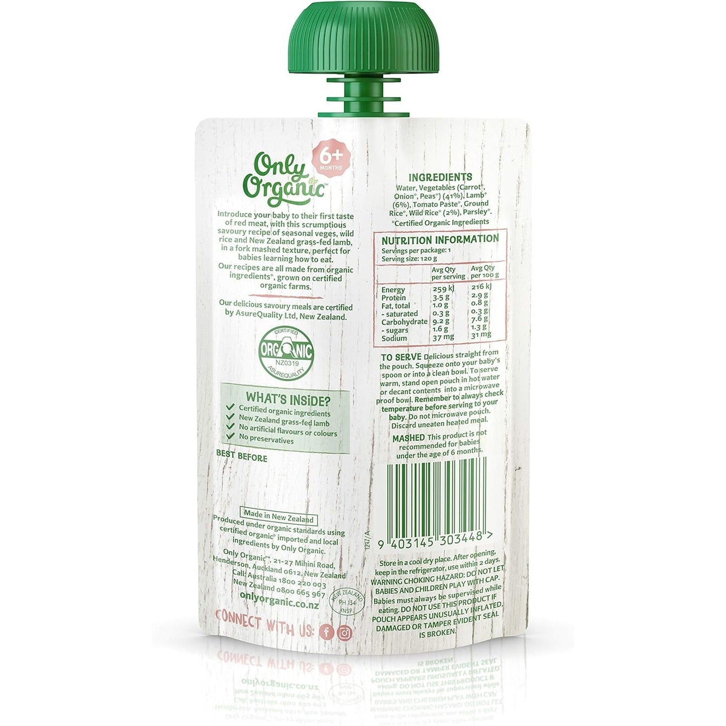 Only Organic Wld Rice Ris Lamb 120g Pack of 6