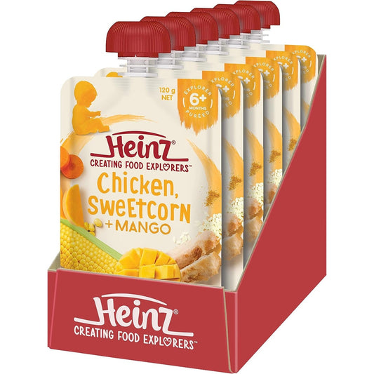 Heinz Chicken, Sweetcorn + Mango Pouch 120g(Pack of 6)