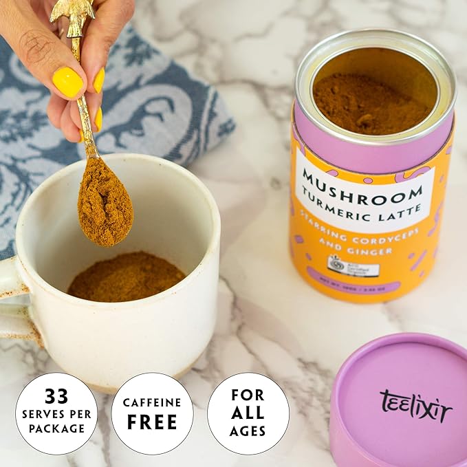 Teelixir Organic Mushroom Turmeric Latte (Starring Cordyceps and Ginger) 100g - Cutprice Online