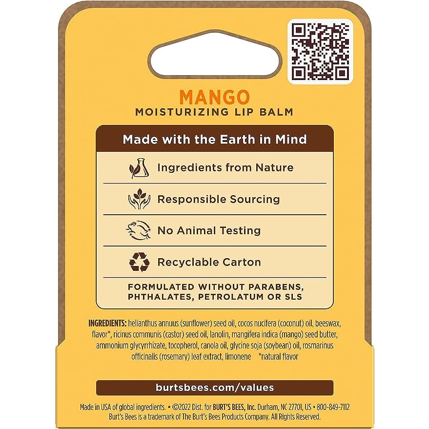 Burt's Bees Moisturising Lip Balm Mango 4.25g - Cutprice Online